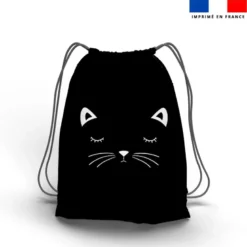 Kit sac à dos coulissant motif chat noir