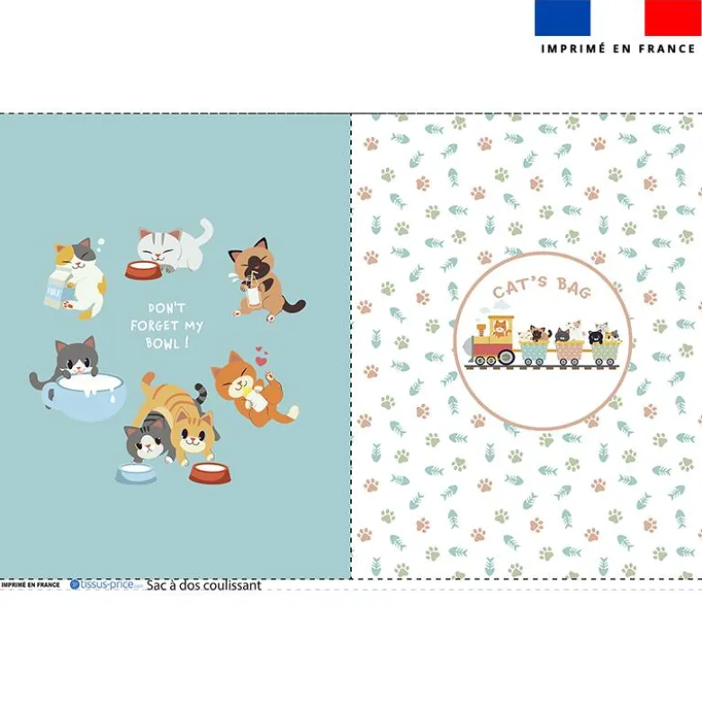 Kit sac à dos coulissant motif cat's bag