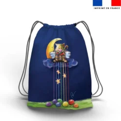 Kit sac à dos coulissant motif chat et pelotes - Création Stillistic