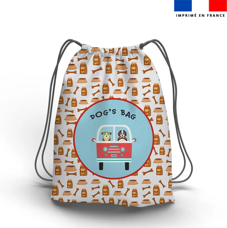 Kit sac à dos coulissant motif dog's bag
