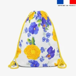 Kit sac à dos coulissant motif fleur de pensée