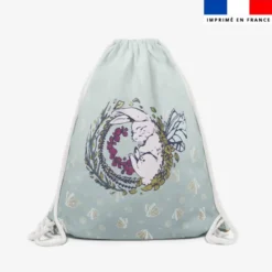 Kit sac à dos coulissant motif lapin féérique - Création Lucie OBATON