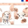 Kit sac à jouets motif agneau aquarelle