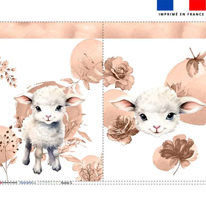 Kit sac à jouets motif agneau aquarelle