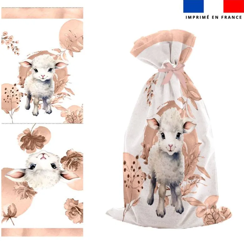 Kit sac à jouets motif agneau aquarelle