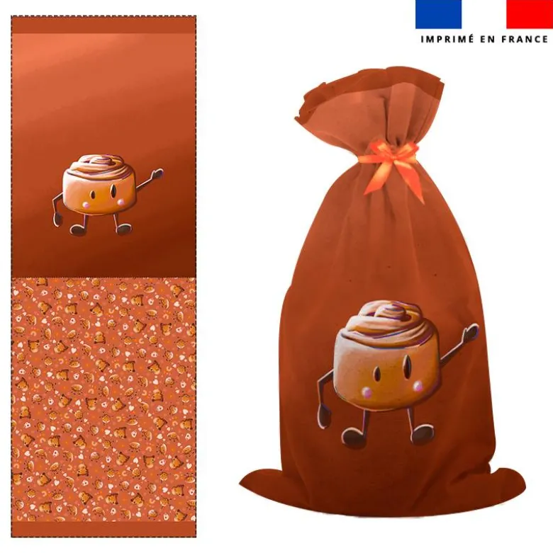Kit sac à jouets motif amis ptit déj Roulé à la cannelle - Création Stillistic