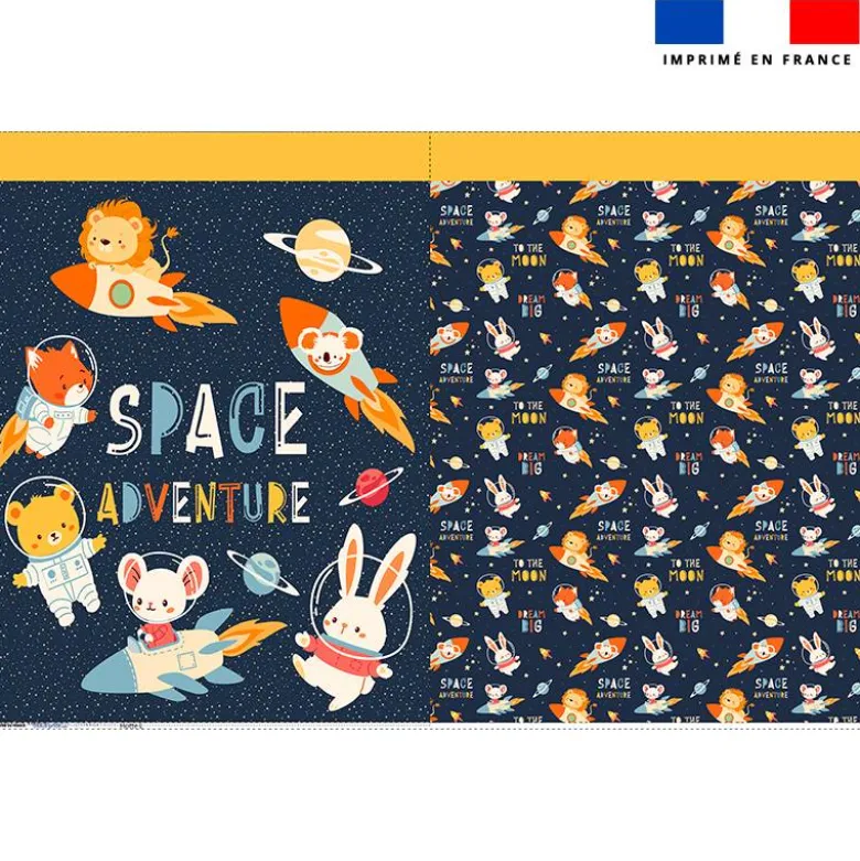 Kit sac à jouets motif animaux dans l'espace