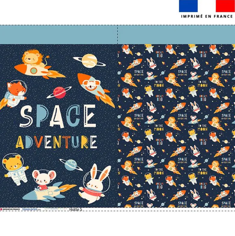 Kit sac à jouets motif animaux dans l'espace