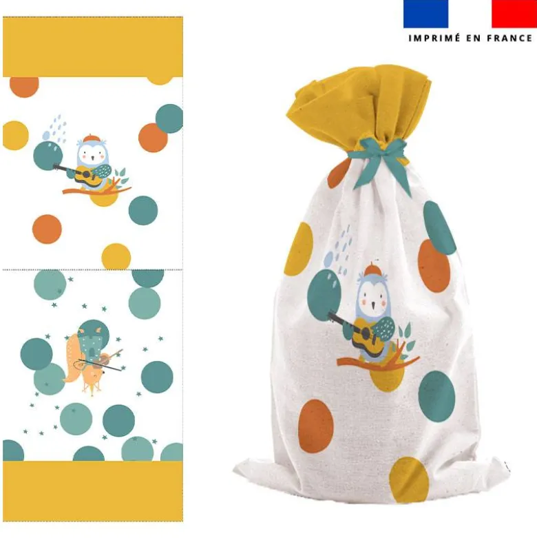 Kit sac à jouets motif animaux musiciens