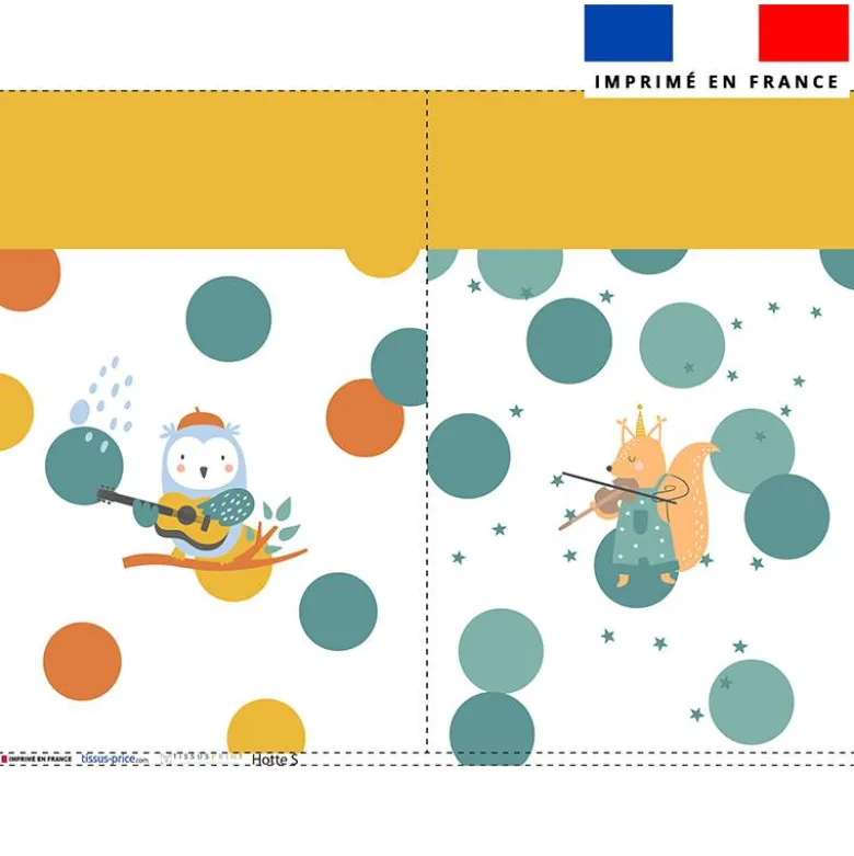 Kit sac à jouets motif animaux musiciens