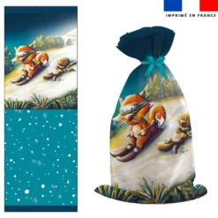 Kit sac à jouets motif animaux ski - Création Stillistic