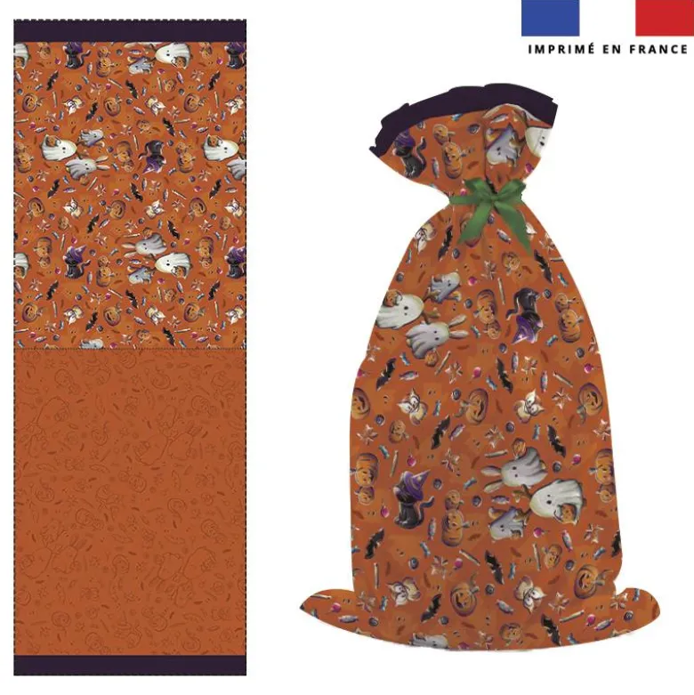 Kit sac à jouets motif fantômes orange - Création Stillistic