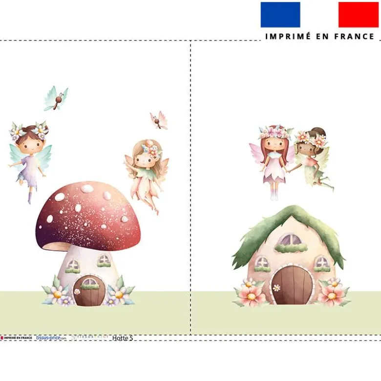 Kit sac à jouets motif fées et maisonnette