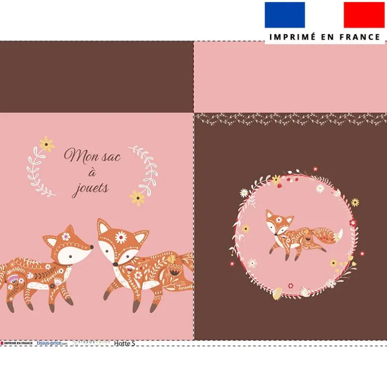 Kit sac à jouets motif folk fox