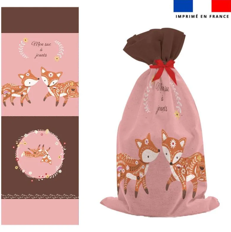 Kit sac à jouets motif folk fox
