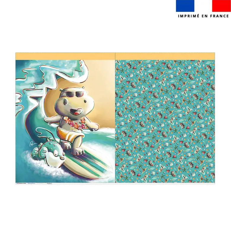 Kit sac à jouets motif hippo surf - Création Stillistic