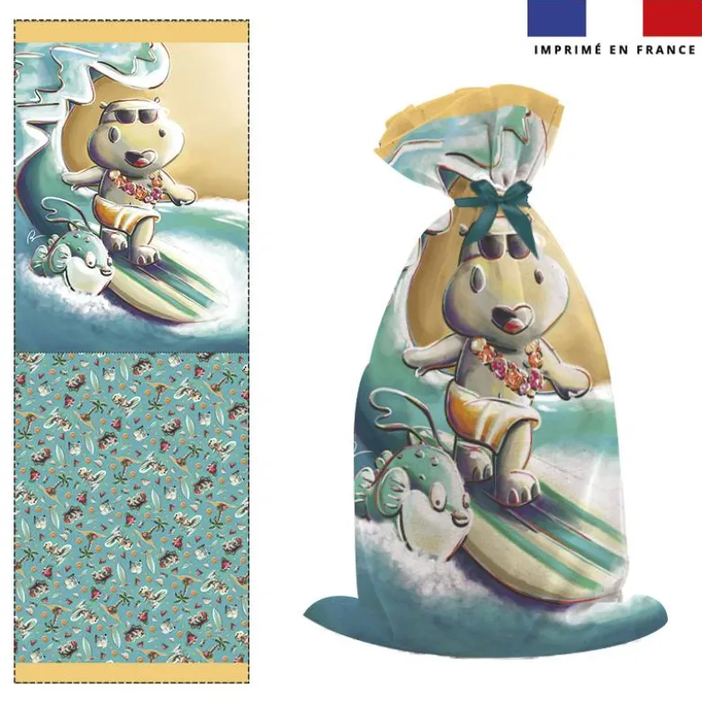 Kit sac à jouets motif hippo surf - Création Stillistic