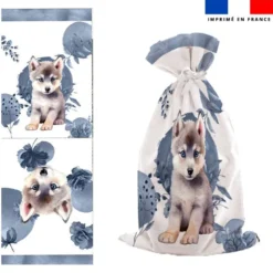 Kit sac à jouets motif husky aquarelle