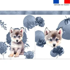 Kit sac à jouets motif husky aquarelle