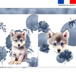 Kit sac à jouets motif husky aquarelle