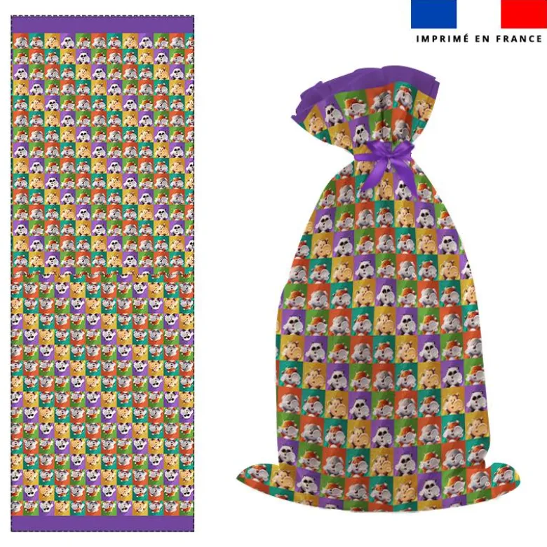 Kit sac à jouets motif mosaïque animaux Lou-Sticks - Création Stillistic