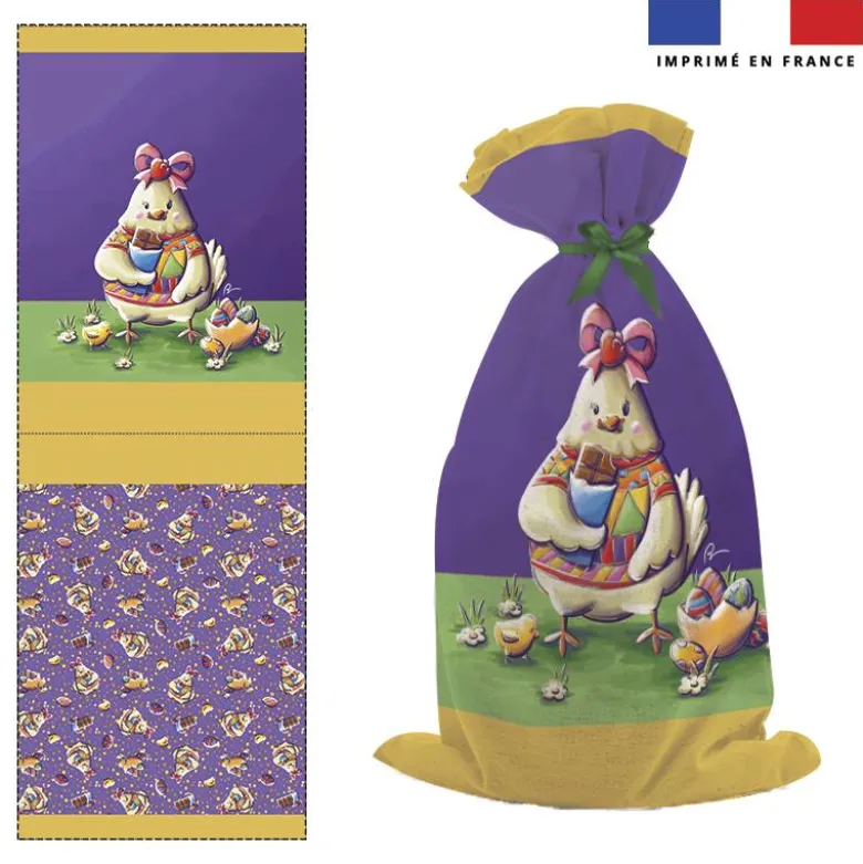 Kit sac à jouets motif poule et oeufs de Pâques - Création Stillistic