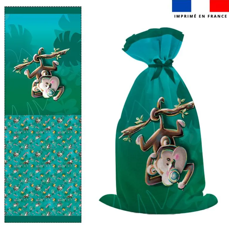 Kit sac à jouets motif singe curieux - Création Stillistic