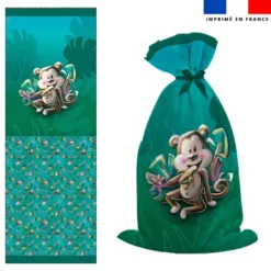 Kit sac à jouets motif singe gourmand - Création Stillistic