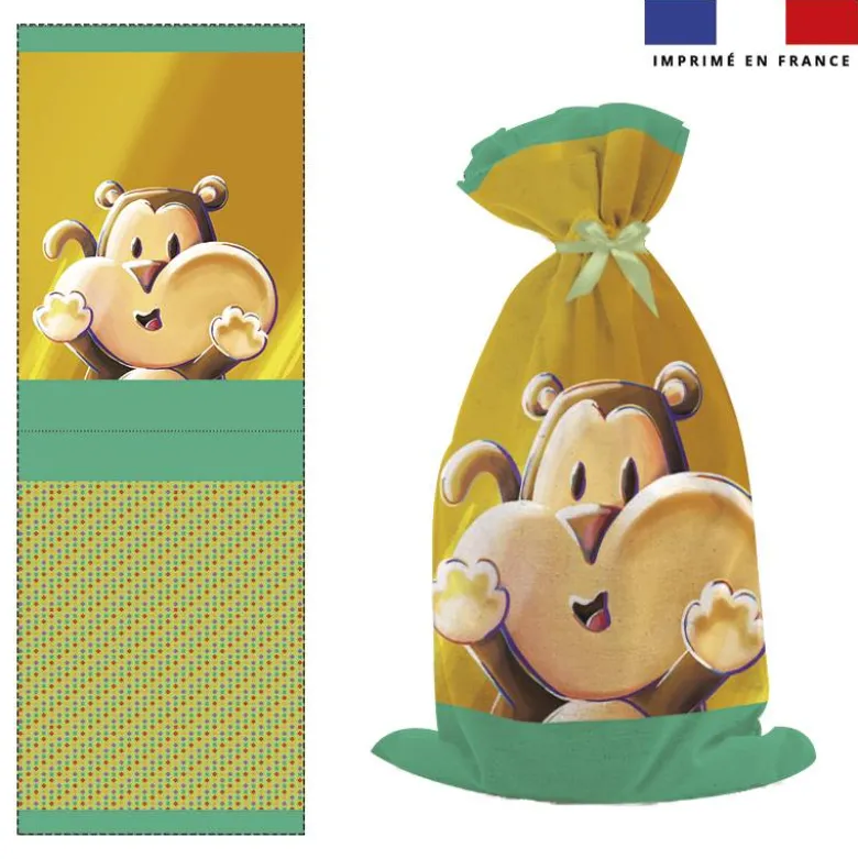 Kit sac à jouets motif Singe Lou-Stick - Création Stillistic