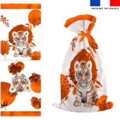 Kit sac à jouets motif tigre aquarelle