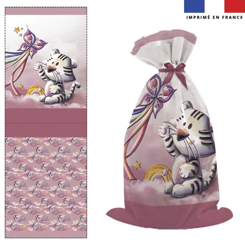 Kit sac à jouets motif tigre blanc - Création Stillistic