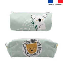 Kit trousse double compartiment motif jungle friends + 1 trousse assortie