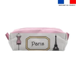 Kit trousse double compartiment motif Paris rose et gold + 1 trousse assortie