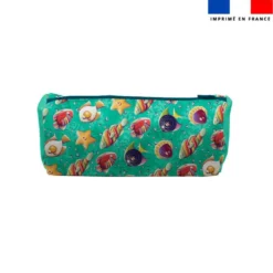 Kit trousse double compartiment motif poisson réglisse + 1 trousse assortie - Création Stillistic