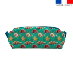 Kit trousse double compartiment motif poisson réglisse + 1 trousse assortie - Création Stillistic