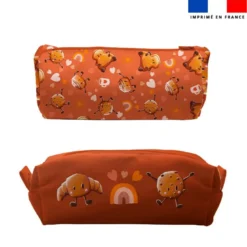 Kit trousse double compartiment motif amis ptit déj + 1 trousse assortie - Création Stillistic