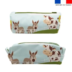 Kit trousse double compartiment motif animaux de la ferme + 1 trousse assortie