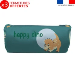 Kit trousse double compartiment motif bébé dino + 1 trousse assortie