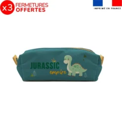 Kit trousse double compartiment motif bébé dino + 1 trousse assortie