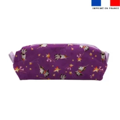 Kit trousse double compartiment motif licorne + 1 trousse assortie - Création Stillistic
