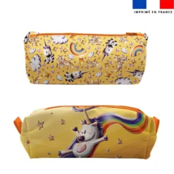 Kit trousse double compartiment motif licorne toboggan + 1 trousse assortie - Création Stillistic