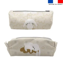 Kit trousse double compartiment motif lapin dans les nuages + 1 trousse assortie