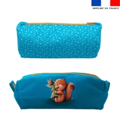 Kit trousse double compartiment motif bébé écureuil + 1 trousse assortie - Création Stillistic