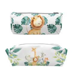 Kit trousse double compartiment motif safari animaux aquarelle + 1 trousse assortie