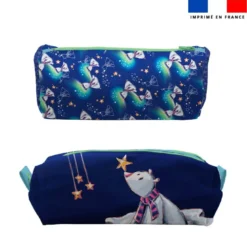 Kit trousse double compartiment motif ours polaire + 1 trousse assortie - Création Stillistic
