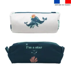 Kit trousse double compartiment motif animaux de l'océan + 1 trousse assortie