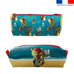 Kit trousse double compartiment motif lion pirate + 1 trousse assortie - Création Stillistic