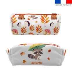 Kit trousse double compartiment motif animaux d'automne + 1 trousse assortie