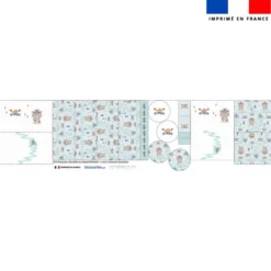 Kit trousse double compartiment motif ourson indien + 1 trousse assortie