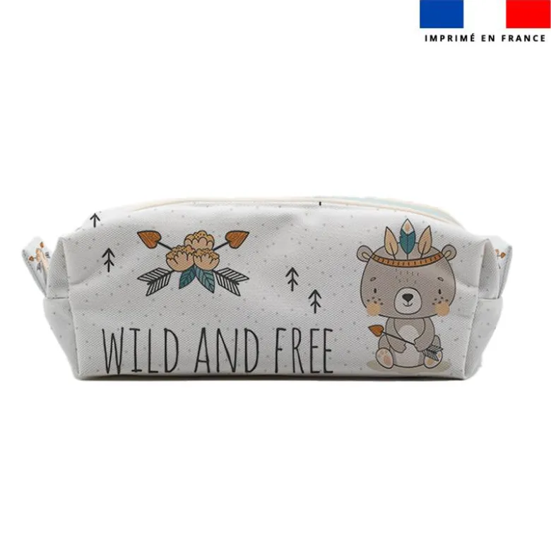 Kit trousse double compartiment motif ourson indien + 1 trousse assortie